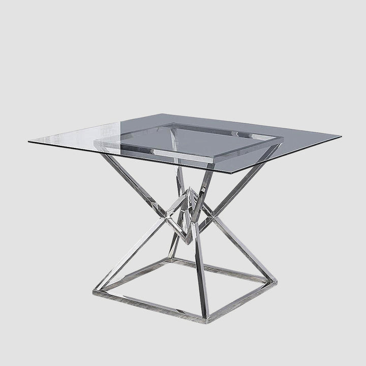 Madeline Metallic Dining Table With Tempered Glass Top - Chrome