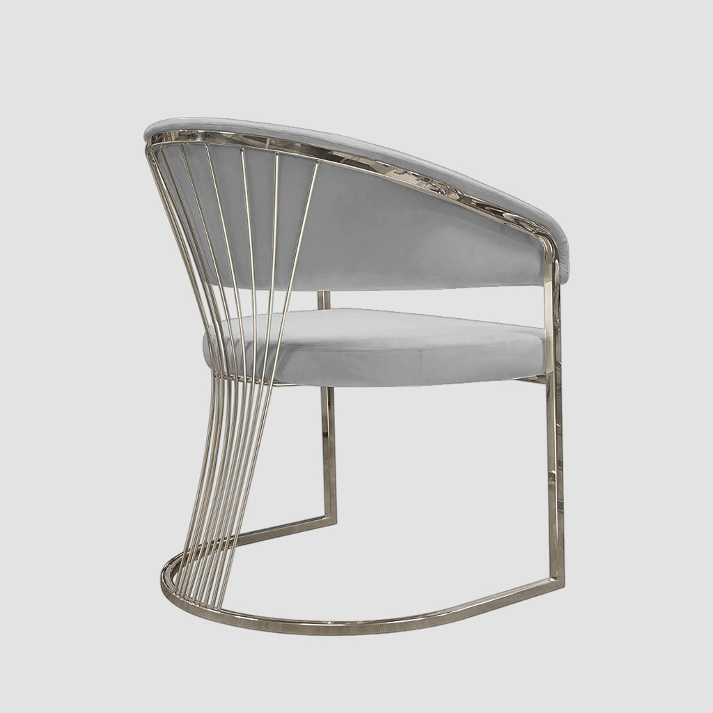 Modern Elegance 24-Inch Grey Silver Dining Chair with Silver Cantilever Windsor Base
