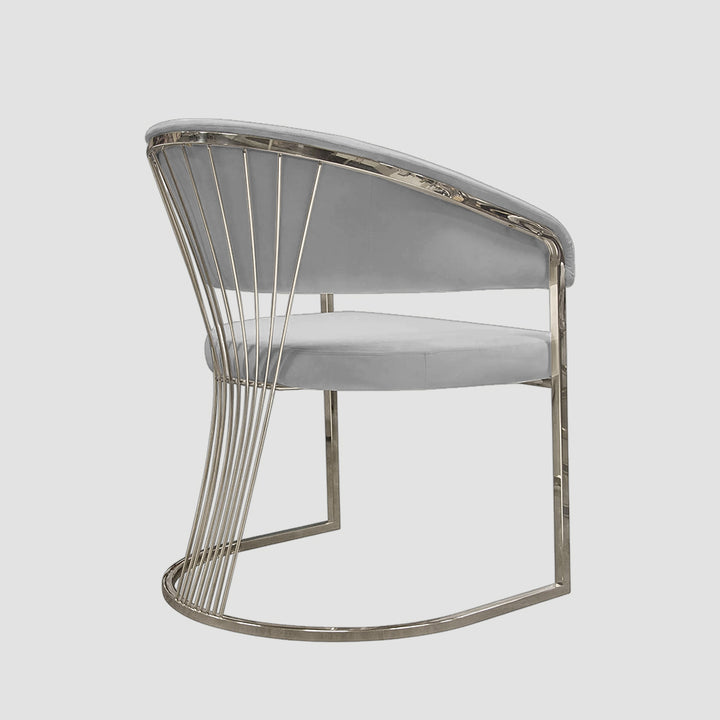 Modern Elegance 24-Inch Grey Silver Dining Chair with Silver Cantilever Windsor Base