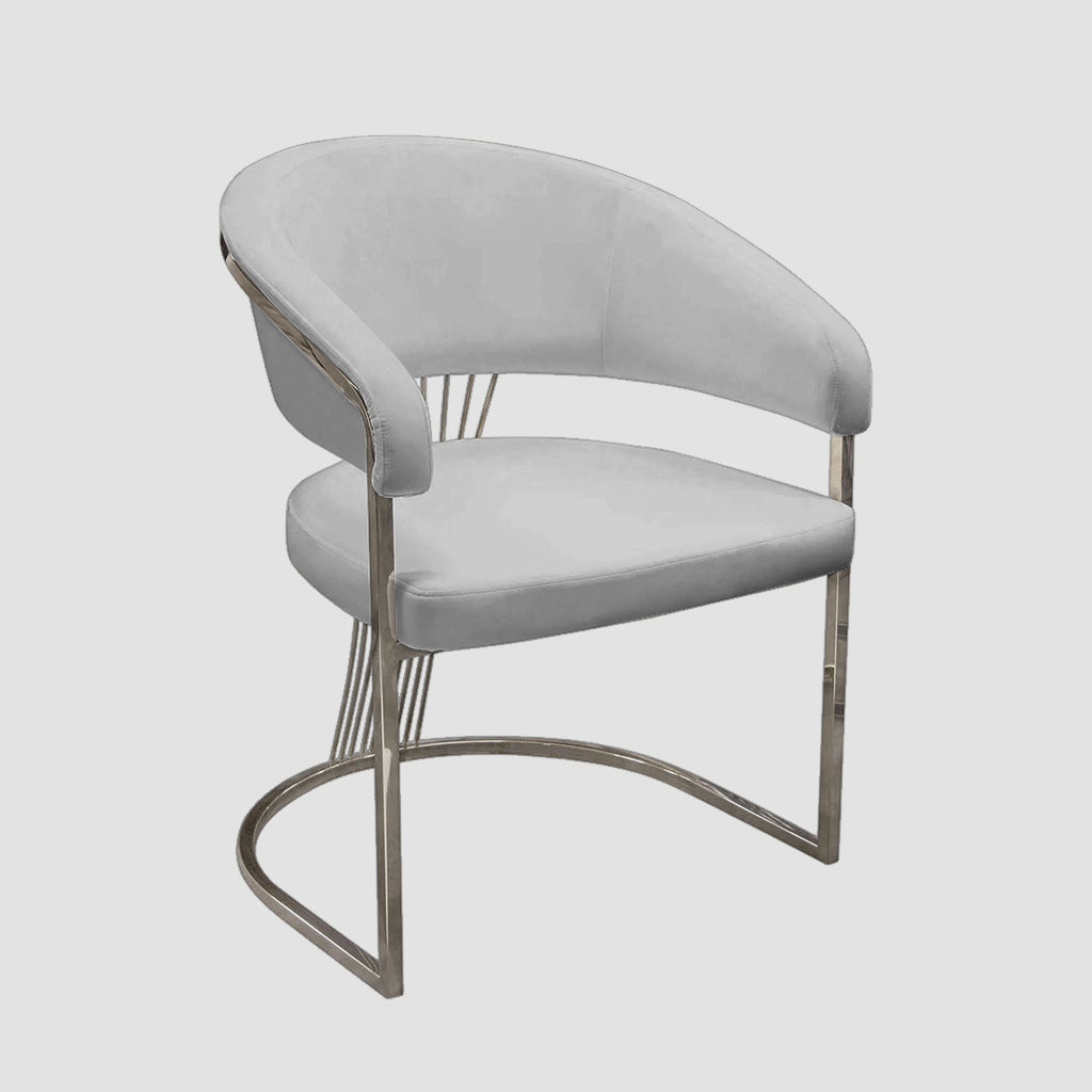 Modern Elegance 24-Inch Grey Silver Dining Chair with Silver Cantilever Windsor Base