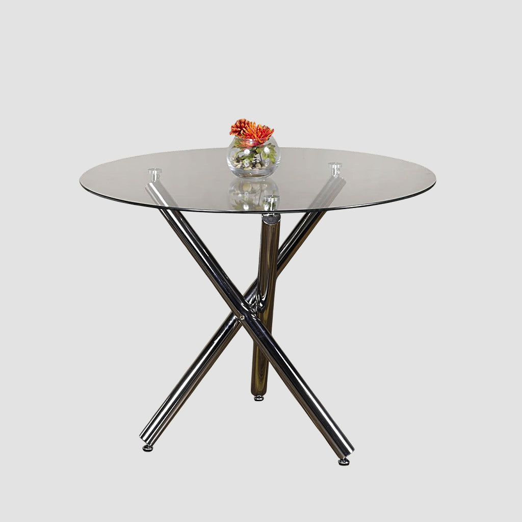 Montreal Metallic Dining Table With Tempered Glass Top - Chrome