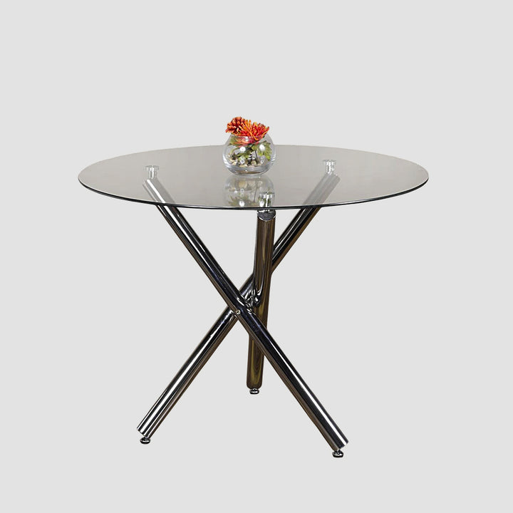 Montreal Metallic Dining Table With Tempered Glass Top - Chrome