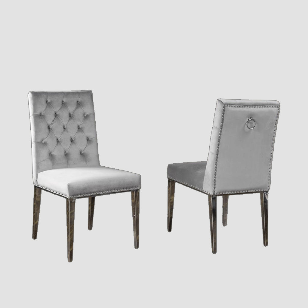 Nexus Dining Chairs in Velvet Upholstery (Set of 2) - Grey