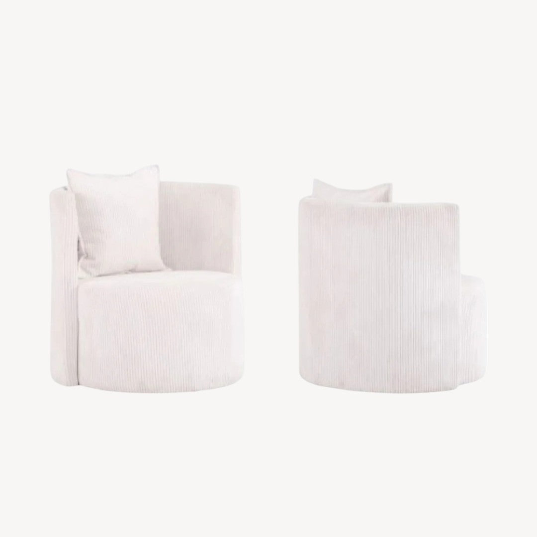 Penelope White Accent Chair – Contemporary Elegance with Curved Seating & Cushion