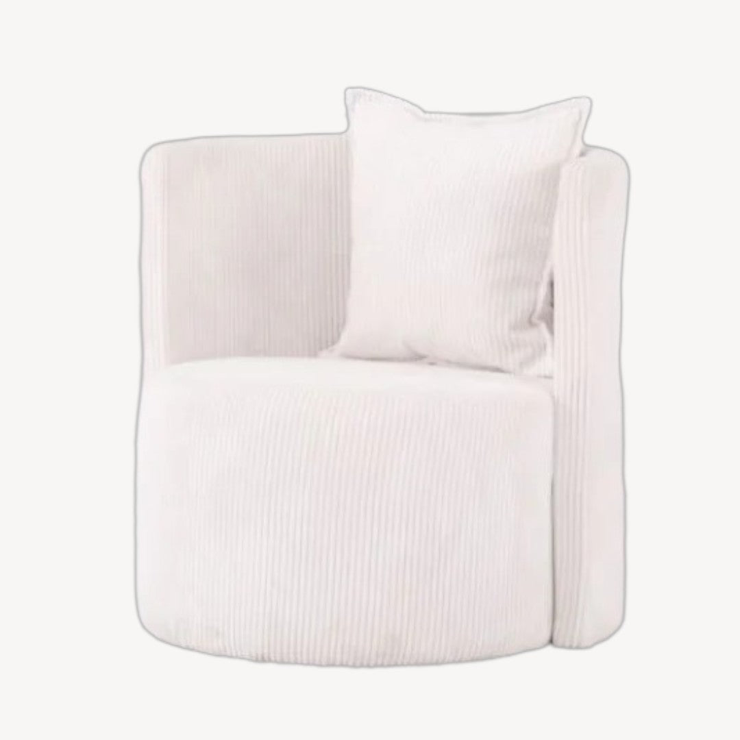 Penelope White Accent Chair – Contemporary Elegance with Curved Seating & Cushion