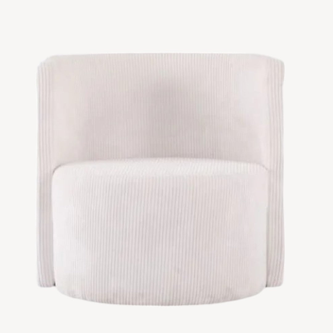 Penelope White Accent Chair – Contemporary Elegance with Curved Seating & Cushion
