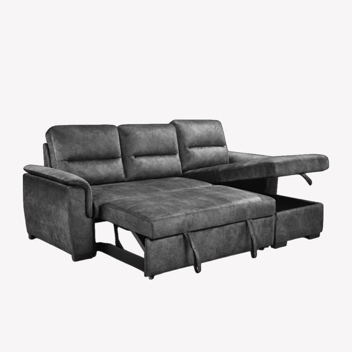 Sarina Fabric Upholstered Sectional Sofa Bed With Reversible Chaise - Grey