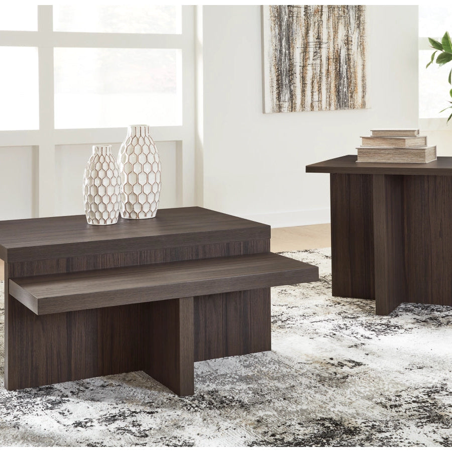 T304-12 Zendex Occasional Table Set (Set of 2) - Brown | Signature Design By Ashley