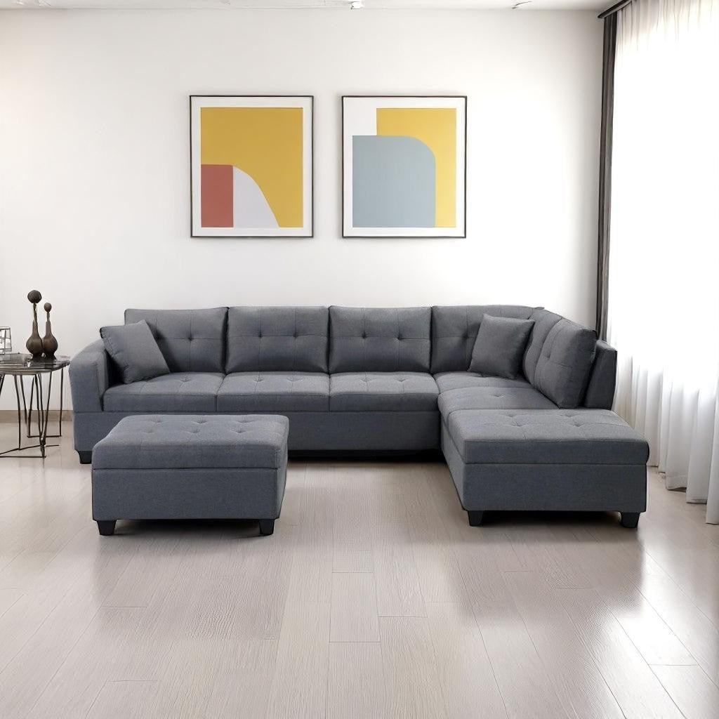 Haven Sectional Sofa In Fabric Upholstery - Grey | Available In LHF/ RHF Configuration