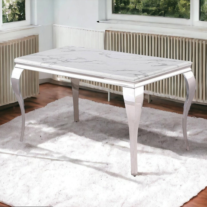 Sprout Metallic Dining Table | Available In Tempered Glass & Marble Top