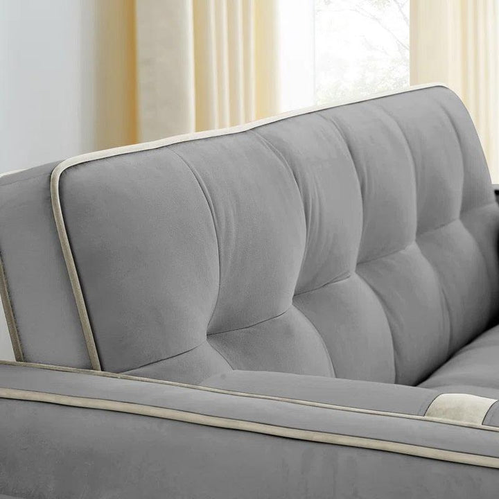 Velour Pull Out Sleeper Sofa Bed In Fabric Upholstery - Grey