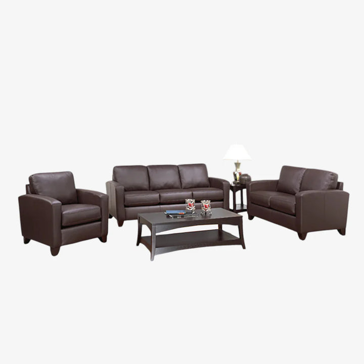 Liora 3-Piece Sofa Set In Leather Upholstery - Chocolate