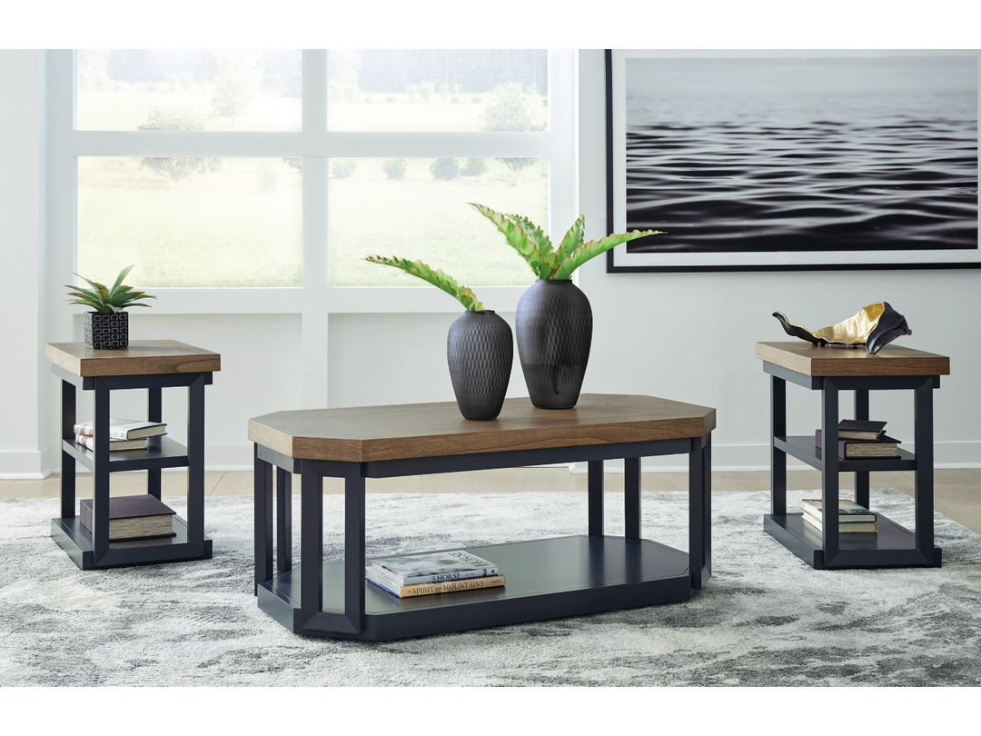 T402-13 Landocken Occasional Table Set Brown/Blue (set of 3) | Signature Design By Ashley