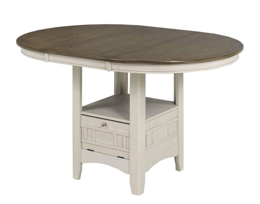 Fiora Counter Table Stylish Two-Tone Design with Storage - White
