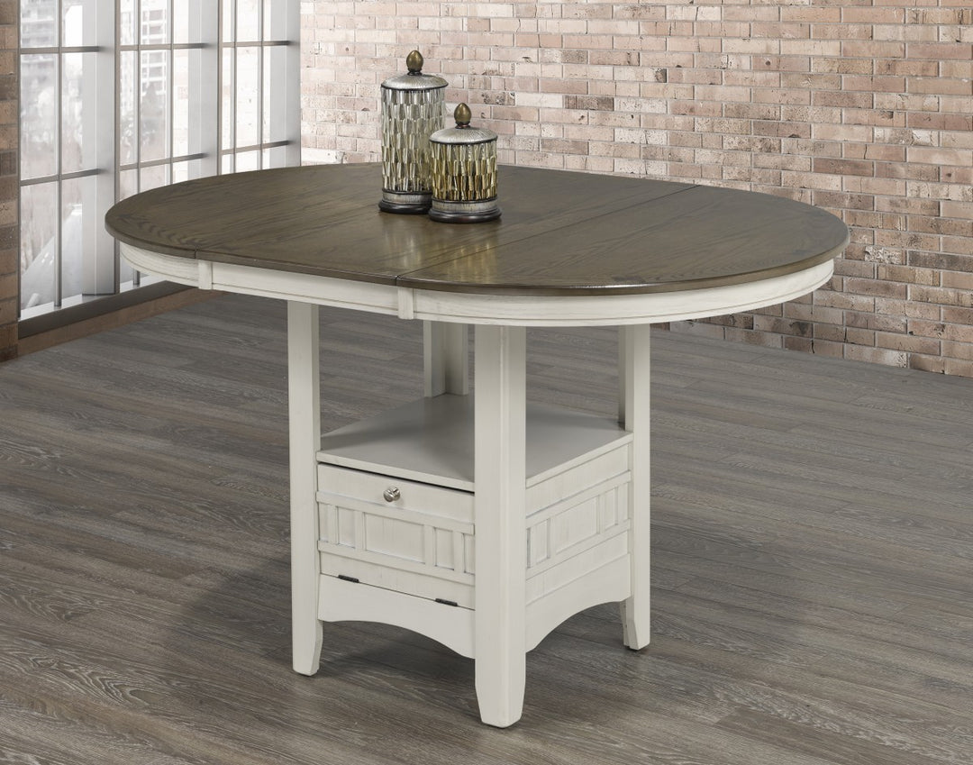 Fiora Counter Table Stylish Two-Tone Design with Storage - White