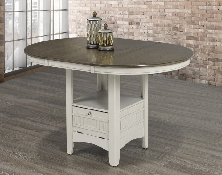 Fiora Counter Table Stylish Two-Tone Design with Storage - White