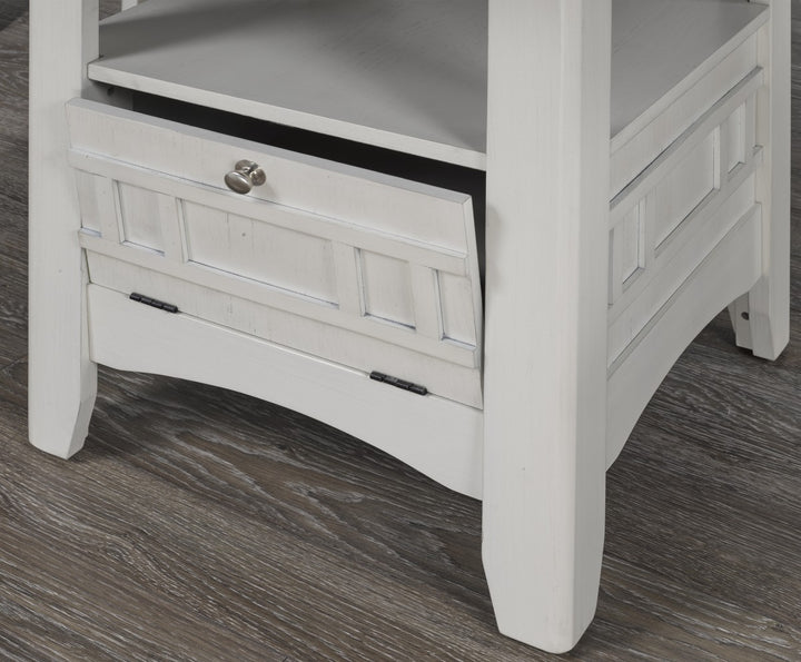 Fiora Counter Table Stylish Two-Tone Design with Storage - White