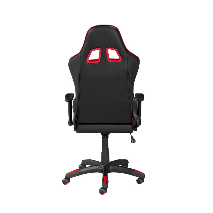 Maverick Ergonomic Gaming Chair In Faux Leather Upholstery - Black/ Red