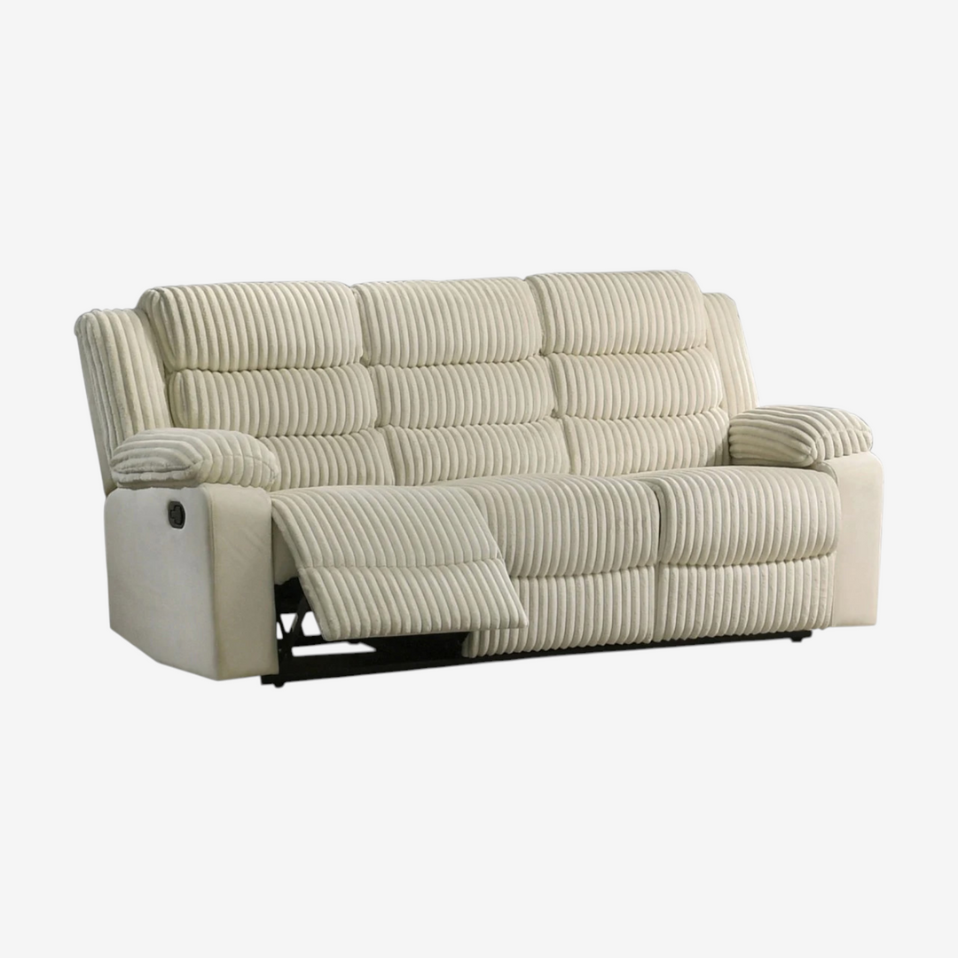Nathan 3-Seater Manual Recliner Sofa In Fabric Upholstery - Beige