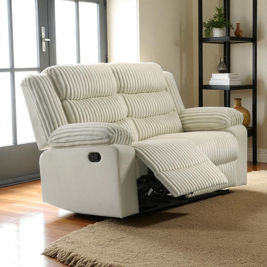 Nathan Manual Recliner Loveseat In Fabric Upholstery - Beige