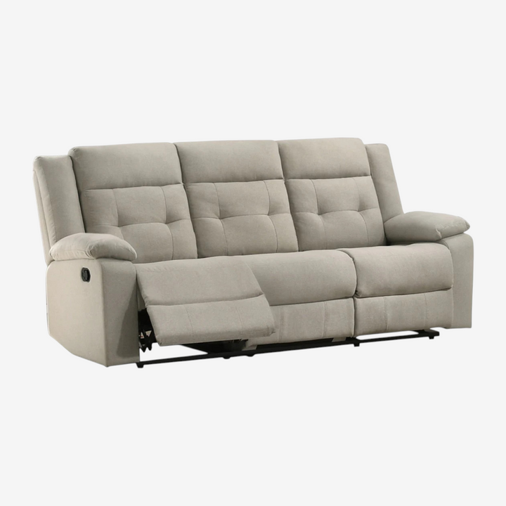 Mason 3-Seater Manual Recliner Sofa In Fabric Upholstery - Light Grey