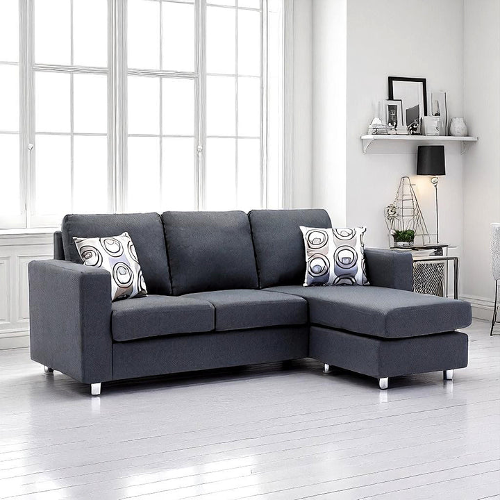 City Sectional Sofa With Fabric Upholstery & Reversible Chaise - Enticing Grey