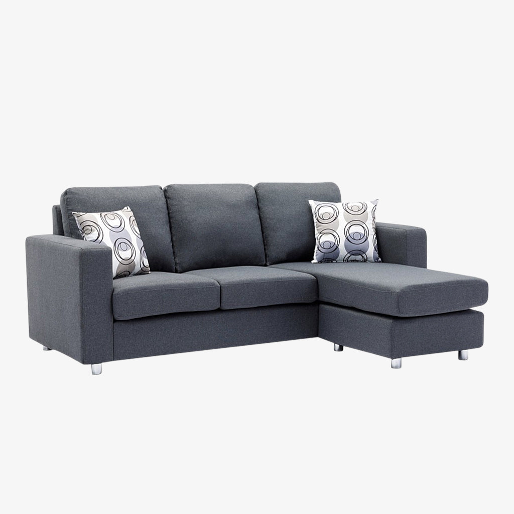 City Sectional Sofa With Fabric Upholstery & Reversible Chaise - Enticing Grey