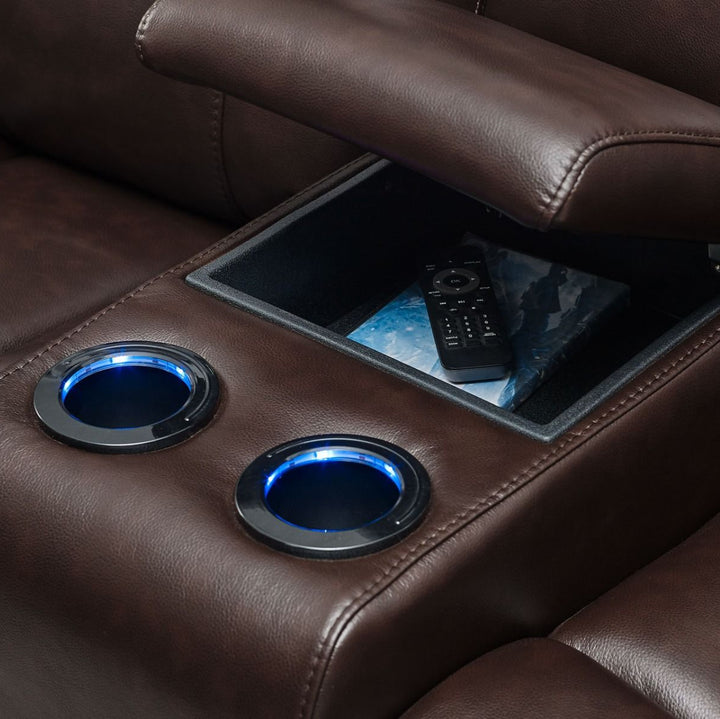 Nestle 5-Seater Sectional Recliner In Leathaire Upholstery - Brown