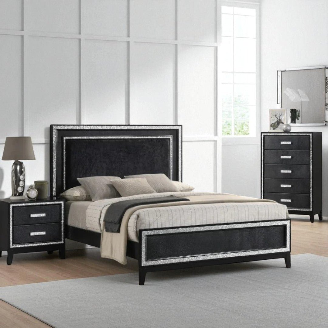 Ovia 8-Piece Bedroom Set - Black | Stylish, Sturdy, Built-in LED Lights & Smart Storage Solution