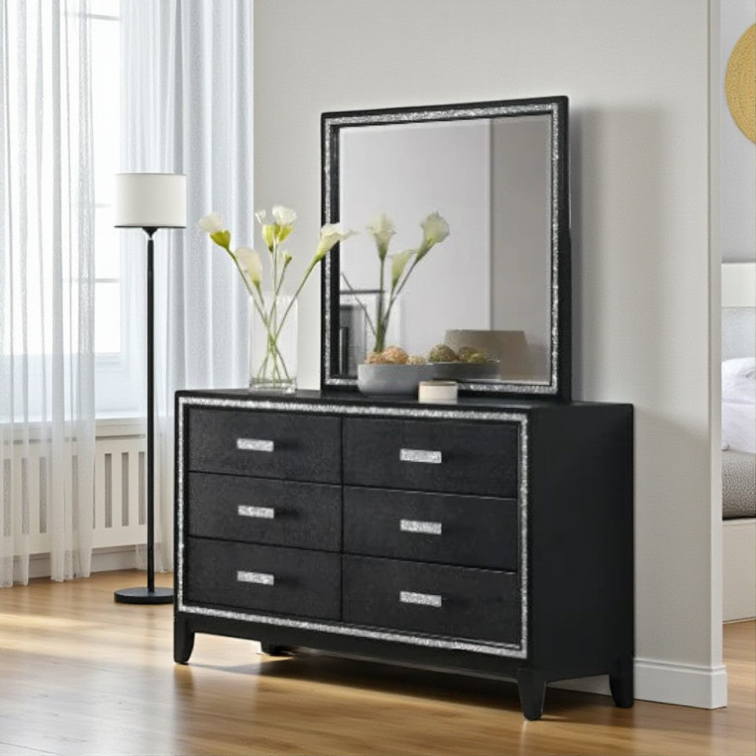 Ovia 8-Piece Bedroom Set - Black | Stylish, Sturdy, Built-in LED Lights & Smart Storage Solution