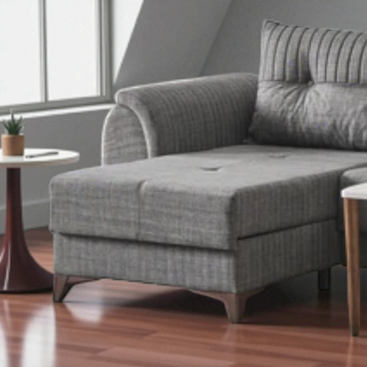 Drix Fabric Upholstered Sectional Sofa With Reversible Chaise - Light Grey