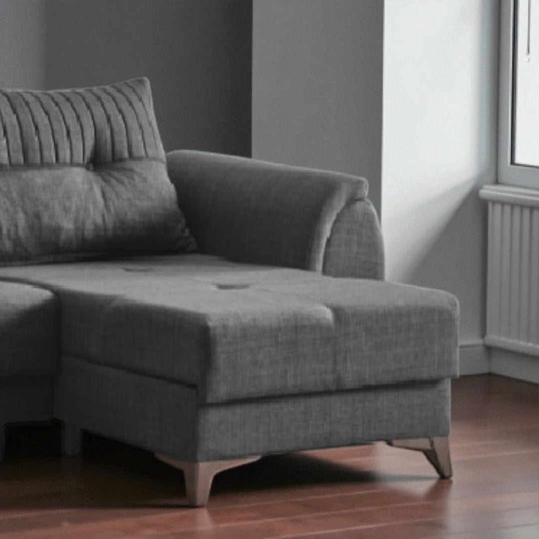 Drix Fabric Upholstered Sectional Sofa With Reversible Chaise - Dark Grey