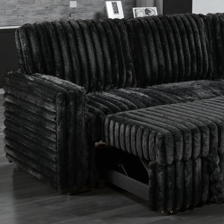 Flair Fabric Upholstered Sectional Sofa Bed With Reversible Storage Chaise - Black