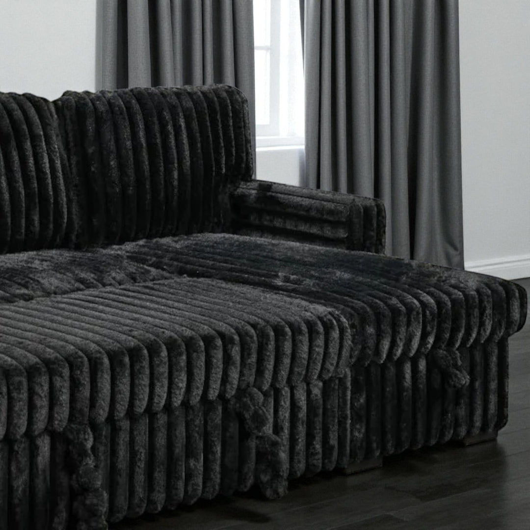 Flair Fabric Upholstered Sectional Sofa Bed With Reversible Storage Chaise - Black