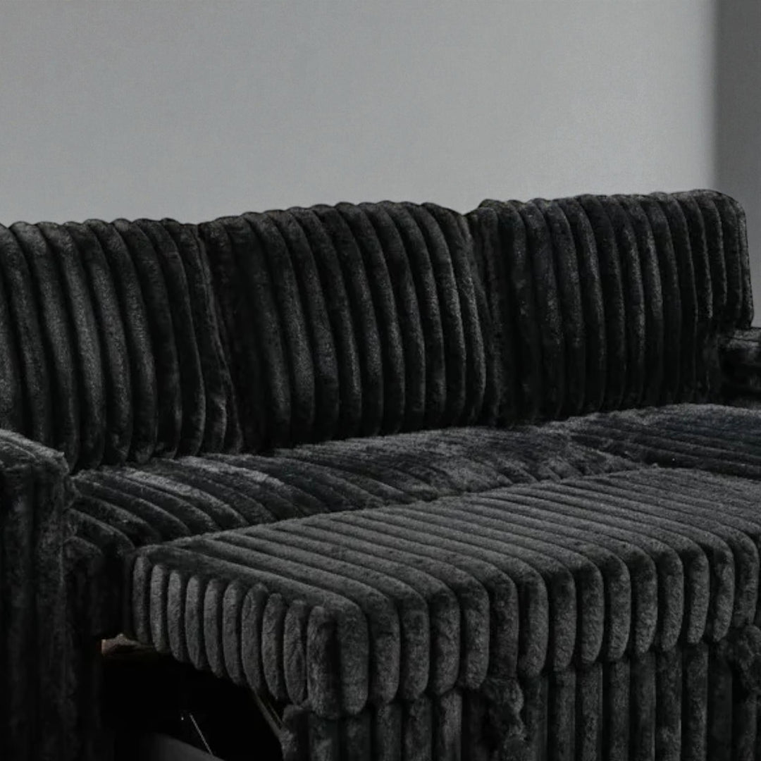 Flair Fabric Upholstered Sectional Sofa Bed With Reversible Storage Chaise - Black