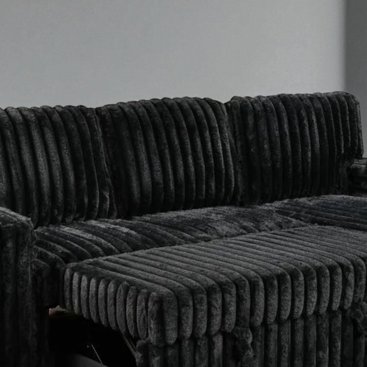 Flair Fabric Upholstered Sectional Sofa Bed With Reversible Storage Chaise - Black