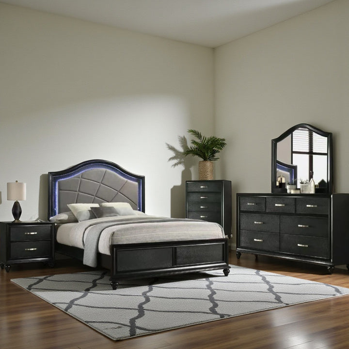 Desire 8-Piece Bedroom Set - Black | Modern, Sturdy, Built-in LED Lights & Smart Storage Solution