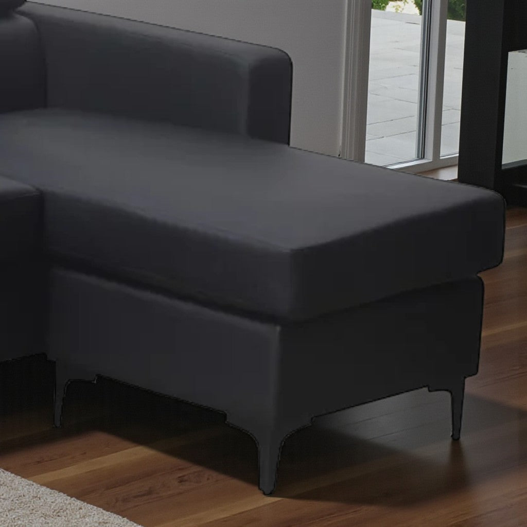 Zuma Leathaire Upholstered Sectional Sofa With Reversible Chaise - Black