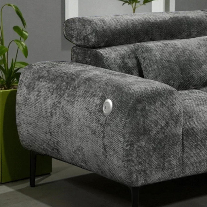 Pax Fabric Upholstered Sectional Sofa With USB Charing Ports - Grey | Available In LHF/ RHF Configuration