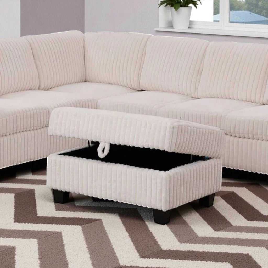 Xavier Fabric Upholstered Sectional Sofa With Storage Ottoman - Beige | Modern, Comfortable & Reversible