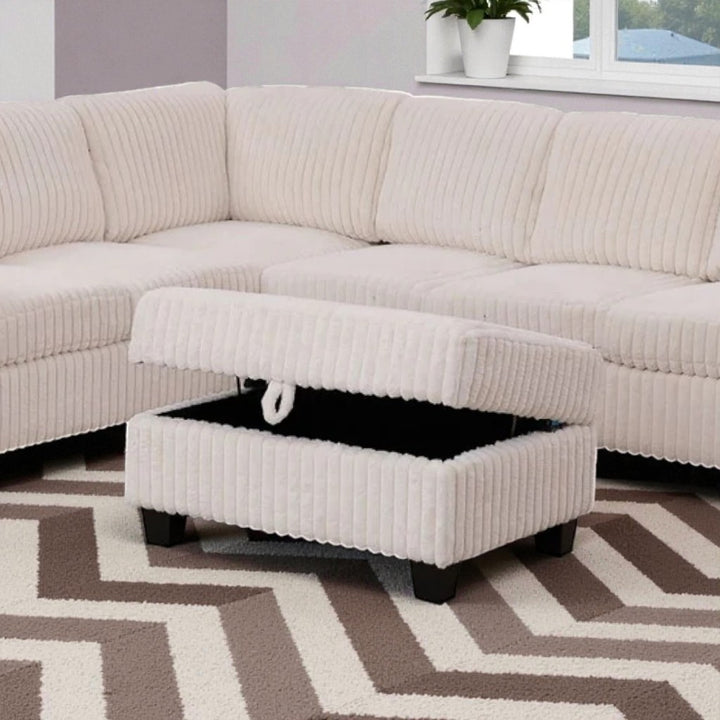 Xavier Fabric Upholstered Sectional Sofa With Storage Ottoman - Beige | Modern, Comfortable & Reversible