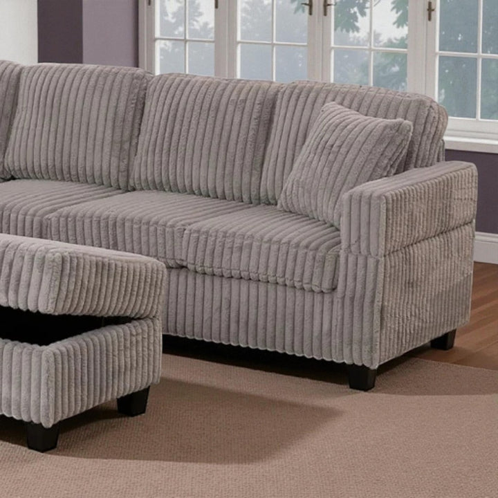 Xavier Fabric Upholstered Sectional Sofa With Storage Ottoman - Grey | Modern, Comfortable & Reversible