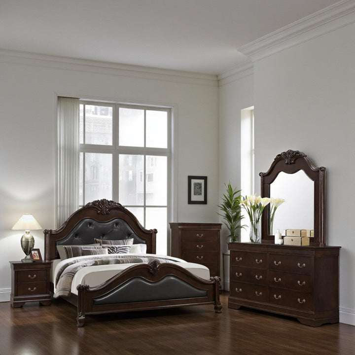 Luxira 8-Piece Classic Bedroom Set - Cherry | Vintage Style, Sturdy & Storage Solution