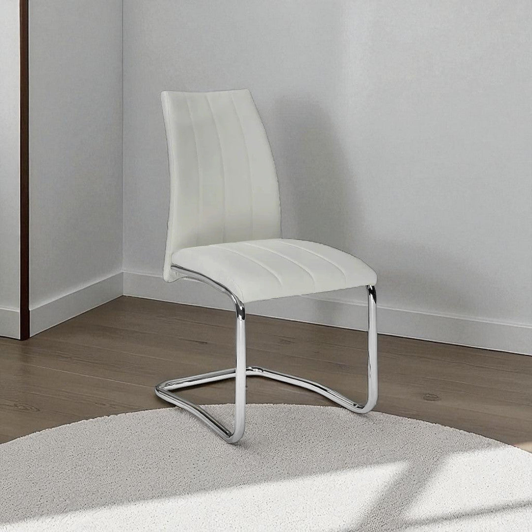 Zeke Dining Table Set For 4 With PU Upholstered Chairs - White/ Grey