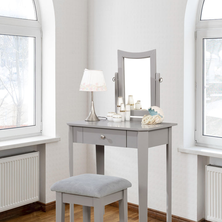 Rhea Sophisticated Vanity Set With Grey Finish - Complete Bedroom Ensemble