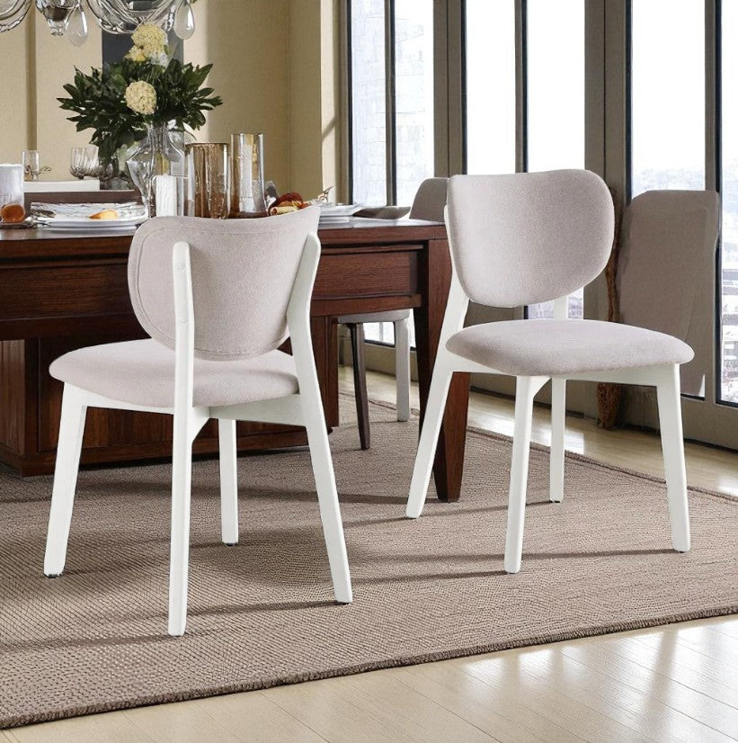Addison Wooden Dining Table Set For 4 With Fabric Upholstered Chairs - Walnut/ White Wash