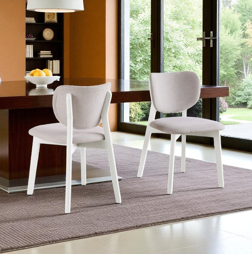 Addison Wooden Dining Table Set For 4 With Fabric Upholstered Chairs - White Wash