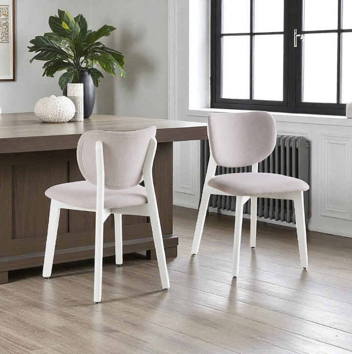 Addison Wooden Dining Table Set For 4 With Fabric Upholstered Chairs - White Vigo