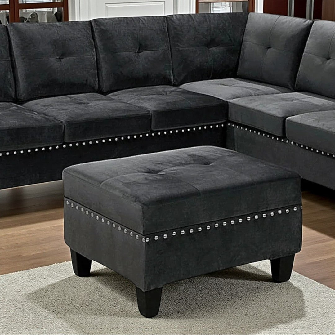 Vincent 3-Piece Reversible Sectional Sofa With Storage Ottoman - Grey