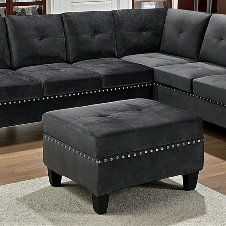 Vincent 3-Piece Reversible Sectional Sofa With Storage Ottoman - Grey